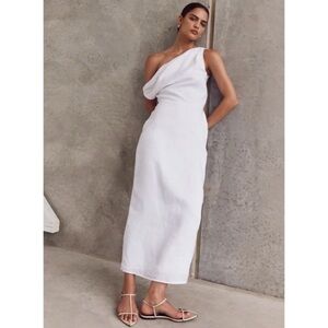 DISSH Cass White One-Shoulder Maxi Dress
